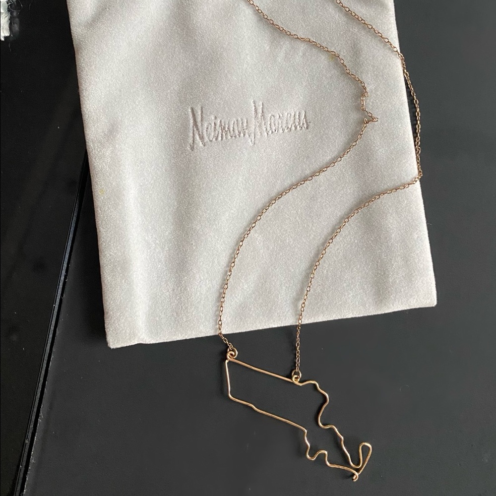 GaugeNYC Gold State Massachusetts Pendant Necklace